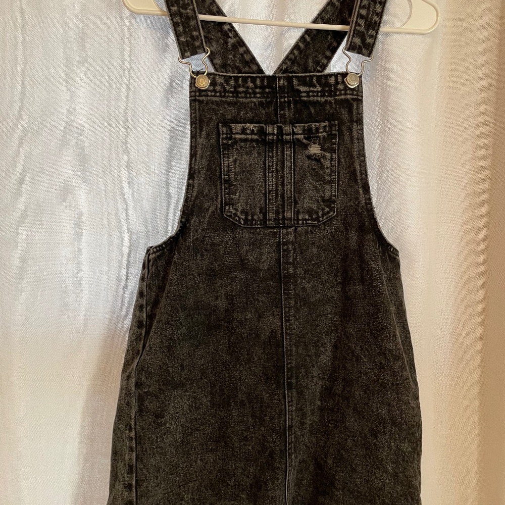 Denim overall mini dress